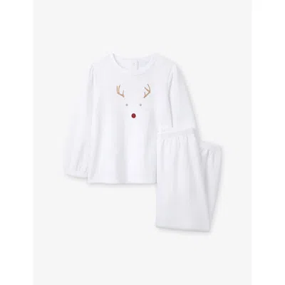 The Little White Company Jingles Cotton Velour Pyjamas 2-12 In White