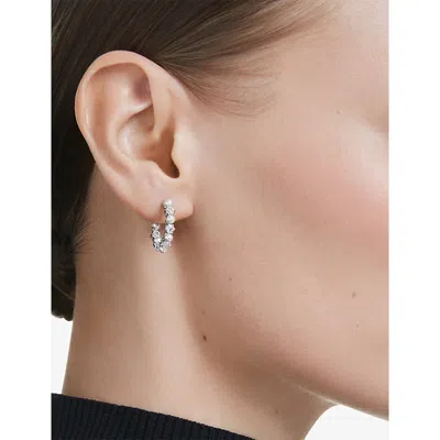 Swarovski Womens  Matrix Pearl Rhodium-plated And Zirconia Hoops Earrings In Metallic