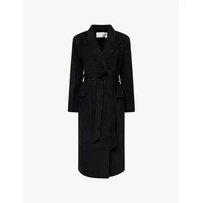 Acne Studios Womens  Peak-lapel Belted Wool-and-cashmere Coat In Black