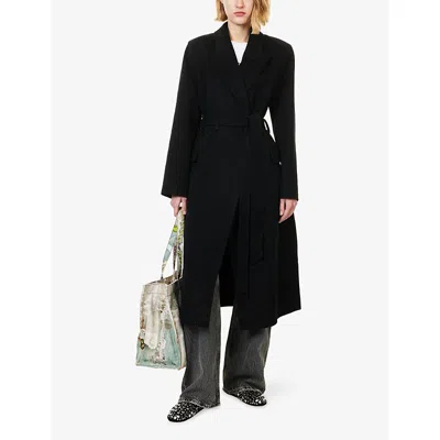 Acne Studios Womens  Peak-lapel Belted Wool-and-cashmere Coat In Black