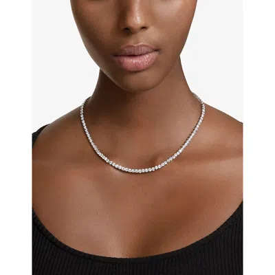 Swarovski Womens  Matrix Tennis Rhodium-plated And Crystal Necklace