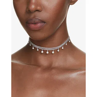 Swarovski Womens &nbsp;x Ariana Grande Capsule Choker Rhodium-plated And Crystal Choker Necklace In Metallic