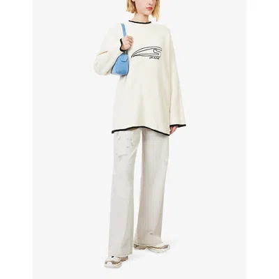 Sisters & Seekers Womens  Relaxed-fit Embroidered-logo Knit Jumper In White