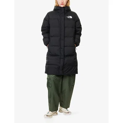 The North Face Quilted Hooded Coat Side Pockets In Blue