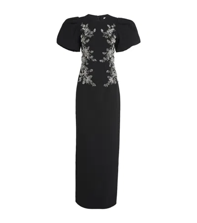 Rebecca Vallance Zephyr Puff-sleeve Gown In Black