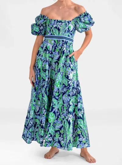 Gretchen Scott Promenade Vintage Vines Dress In Blue In Multi