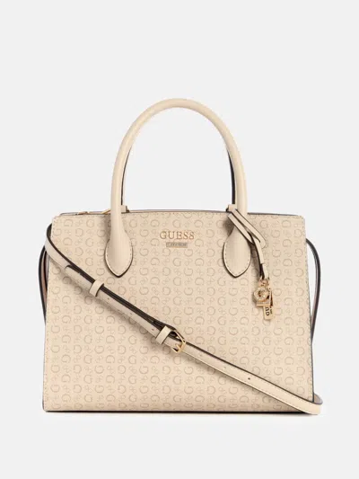 Guess Factory Beryln Logo Large Satchel In Sand