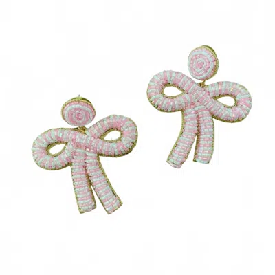 Beth Ladd Collections Women's Kelly Bow Earrings In Pink/white In Multi