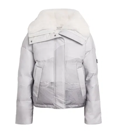 Yves Salomon Down-fur Technical Ski Jacket In Gray