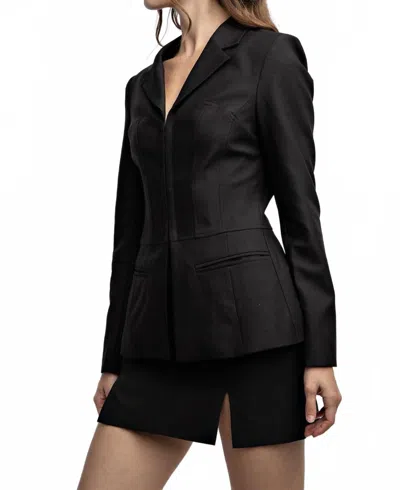 Edit By Nine Corset Detail Long Sleeve Blazer In Black In Multi