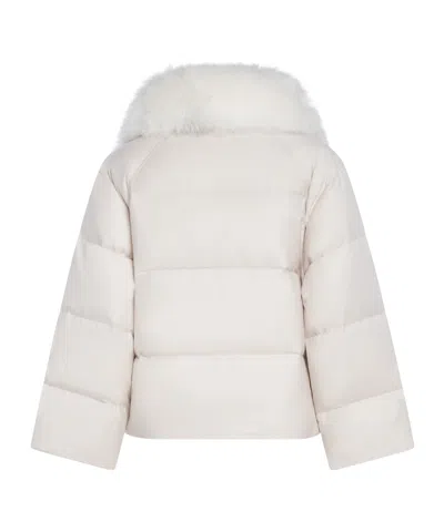 Yves Salomon Fur-collar Coat In White
