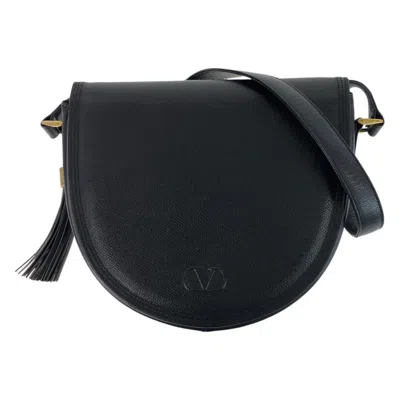 Pre-owned Valentino Garavani Leather Pochette Shoulder Bag () In Black