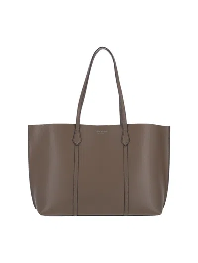 Tory Burch Large Perry Leather Tote Bag In Brown