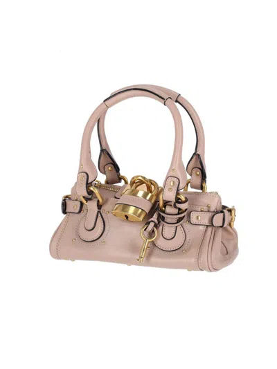 Chloé Chloe Paddington Small Grained Leather Shoulder Bag In Pink