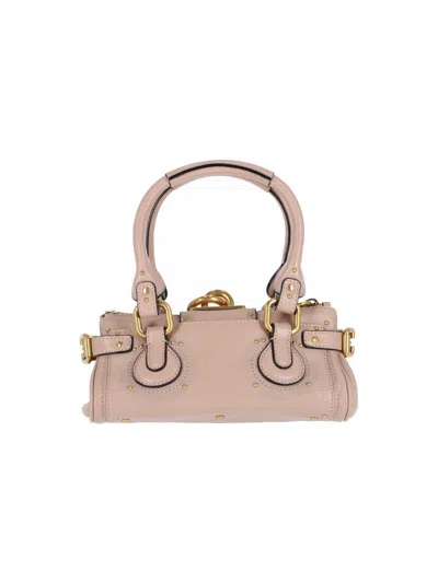 Chloé Chloe Paddington Small Grained Leather Shoulder Bag In Pink