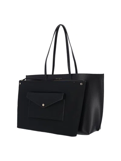 Tory Burch Large Perry Leather Tote Bag In Black