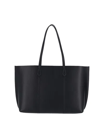 Tory Burch Large Perry Leather Tote Bag In Black