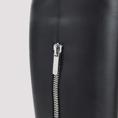 Amina Muaddi Black Mona 80 Leather Boots In Black