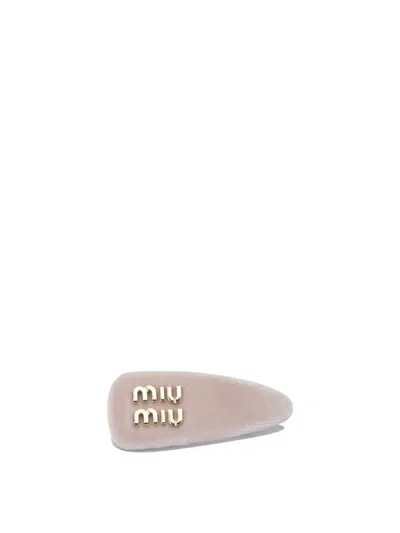 Miu Miu Velvet Hair Clip In Pink