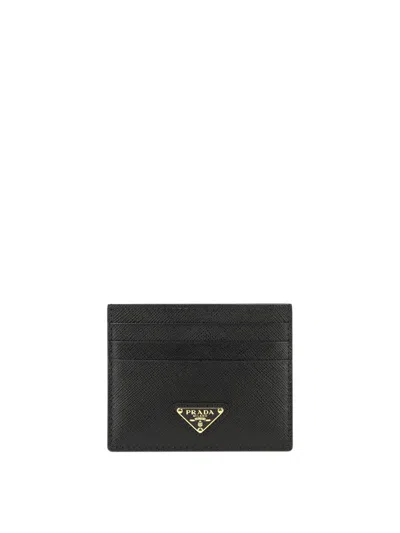 Prada Saffiano Leather Cards Holder In Black