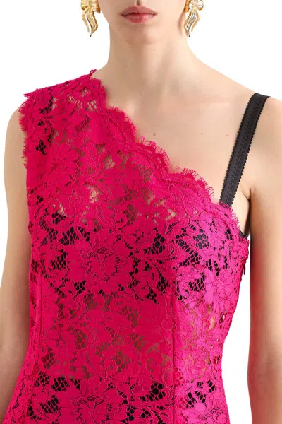 Dolce & Gabbana Mini Dress With Cordonet Lace Slit In Pink