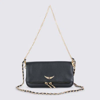 Zadig & Voltaire Black Rock Nano Grained Leather Shoulder Bag In Black