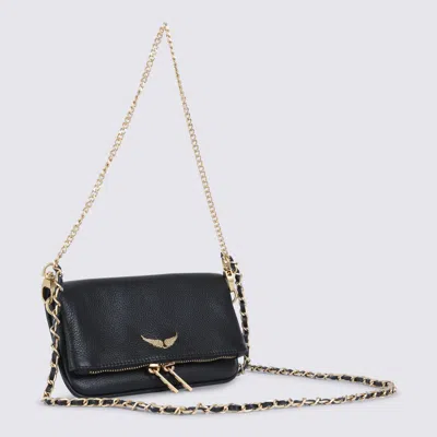 Zadig & Voltaire Black Rock Nano Grained Leather Shoulder Bag In Black