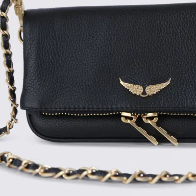 Zadig & Voltaire Black Rock Nano Grained Leather Shoulder Bag In Black