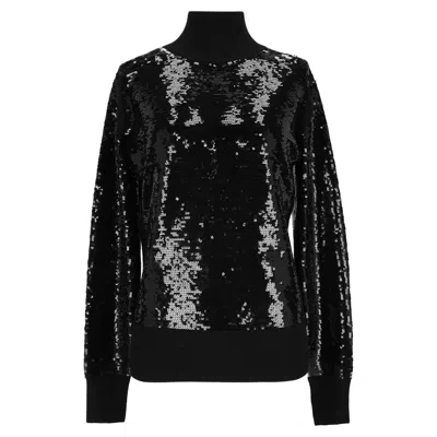 Joseph Sequin-embellished Knitted Turtleneck Sweater In Black Wool In Black