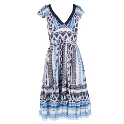 Temperley London Printed Midi Length Dress In Multicolor Cotton In Blue