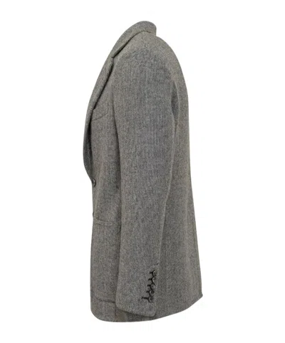 Tom Ford Chevron-pattern Single-breasted Blazer In Gray