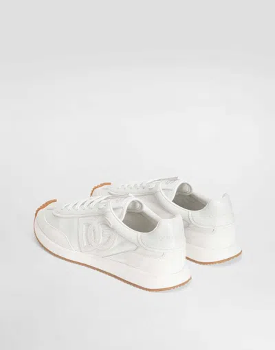 Dolce & Gabbana Men White Low Top Sneakers With Logo Patch On Tongue And Side In Leather Man