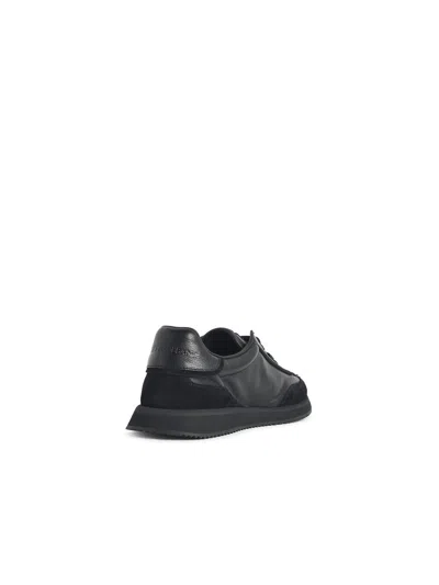 Dolce & Gabbana Round Toe Leather Sneakers With Suede Accents In Black