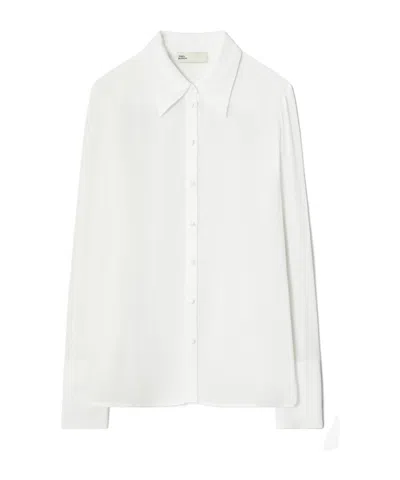 Tory Burch Semi-sheer Crepe-georgette Shirt In White