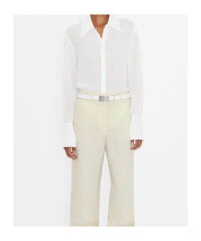 Tory Burch Semi-sheer Crepe-georgette Shirt In White