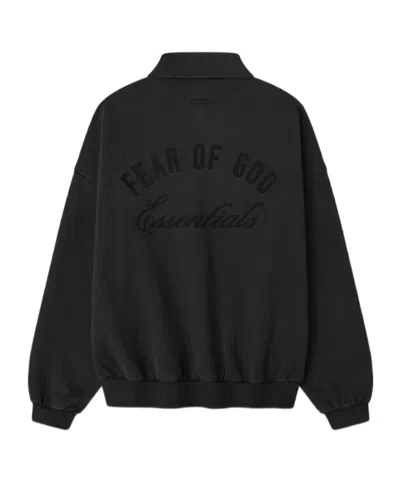 Essentials Embroidered Classic Polo Sweatshirt In Black