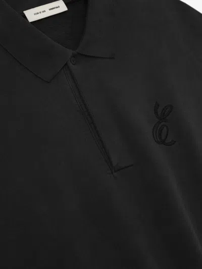 Essentials Embroidered Classic Polo Sweatshirt In Black