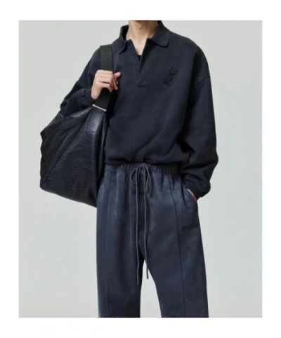 Essentials Embroidered Classic Polo Sweatshirt In Black