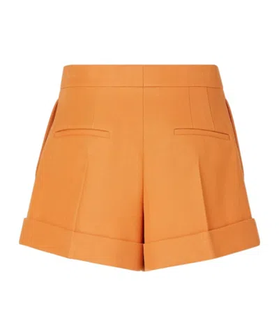 Fendi Orange Fleece Wool Shorts In Orange