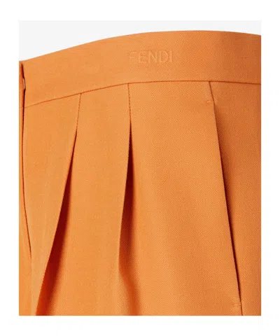 Fendi Orange Fleece Wool Shorts In Orange