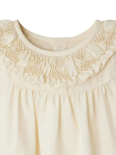 Bonpoint Ruffled Collar Silk Dress In White