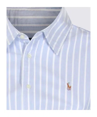 Polo Ralph Lauren Striped Long Sleeved Shirt Dress In Blue