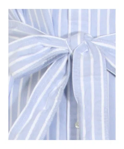 Polo Ralph Lauren Striped Long Sleeved Shirt Dress In Blue