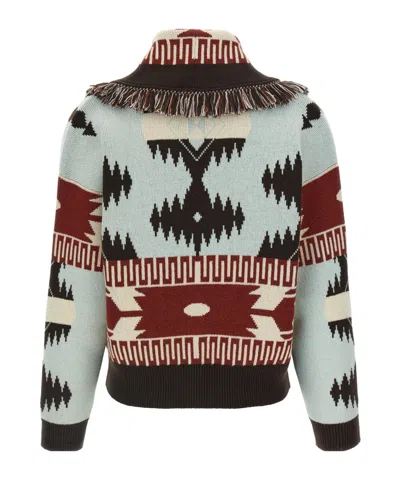 Alanui Icon Jacquard Fringed Cardigan In Black