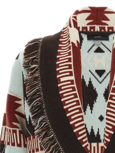 Alanui Icon Jacquard Fringed Cardigan In Black