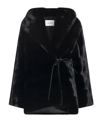 Yves Salomon Long-sleeved Fur Coat In Black