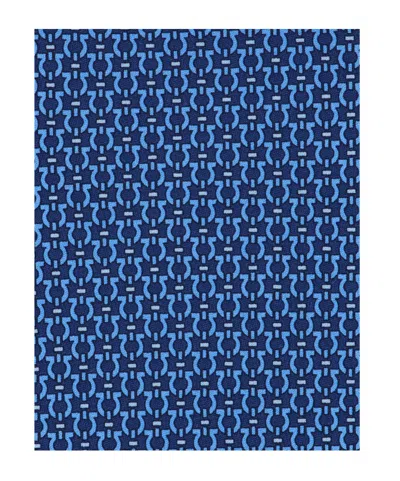 Ferragamo Gancini Print Silk Tie In Blue