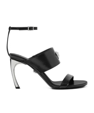 Versace Medusa Head-embellished Ankle-strap Sandals In Black