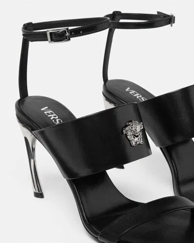 Versace Medusa Head-embellished Ankle-strap Sandals In Black