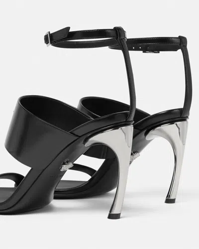 Versace Medusa Head-embellished Ankle-strap Sandals In Black